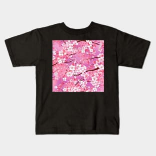 Cherry Blossom Silk: A Soft and Elegant Fabric Pattern for Fashion and Home Decor #1 Kids T-Shirt